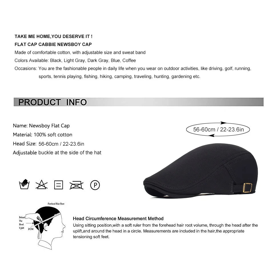 Casquette Gavroche Coton Ajustable